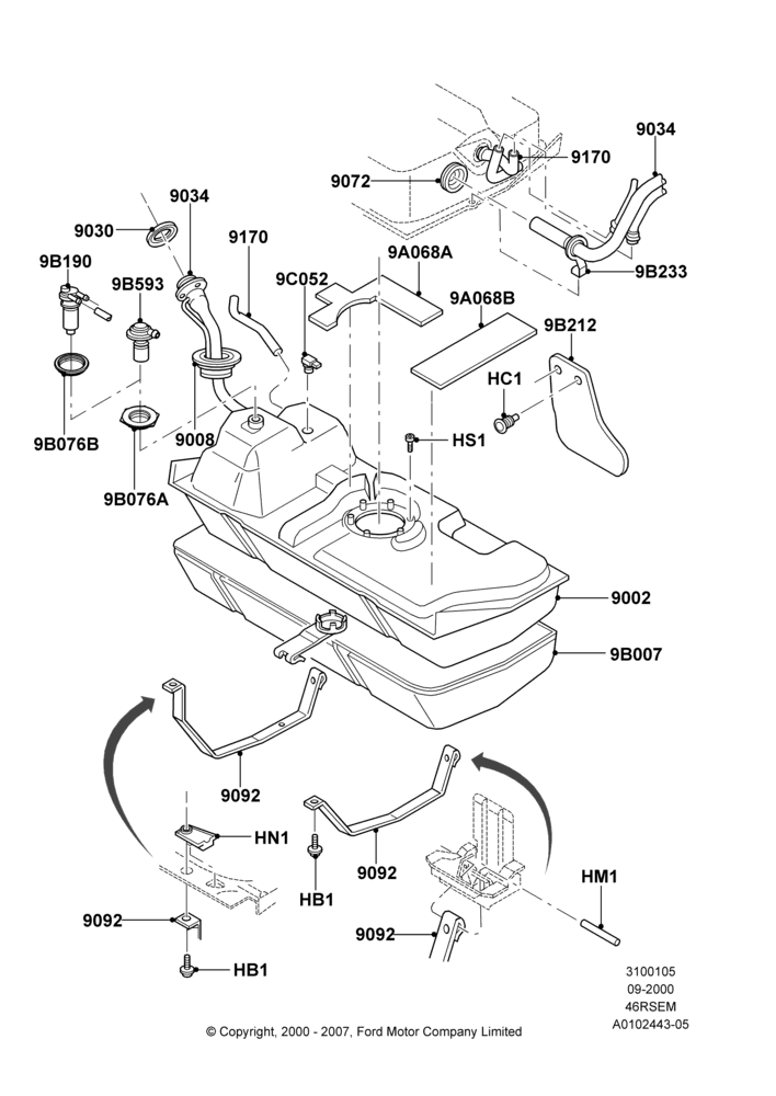 05A - Fuel Tank, 4.6 SOHC EFI, GT; 18/SEP/2000-12/MAY/2004