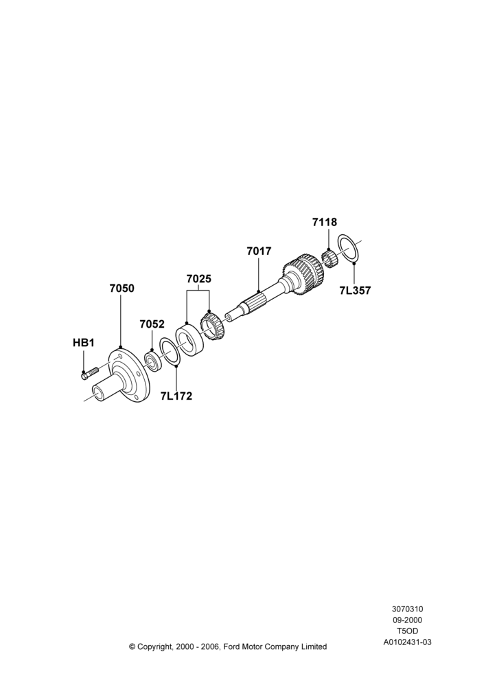 10A - Input Shaft, Gear Sets & Bearings, T5OD 5-Speed Manual Transmission; 18/SEP/2000-12/MAY/2004