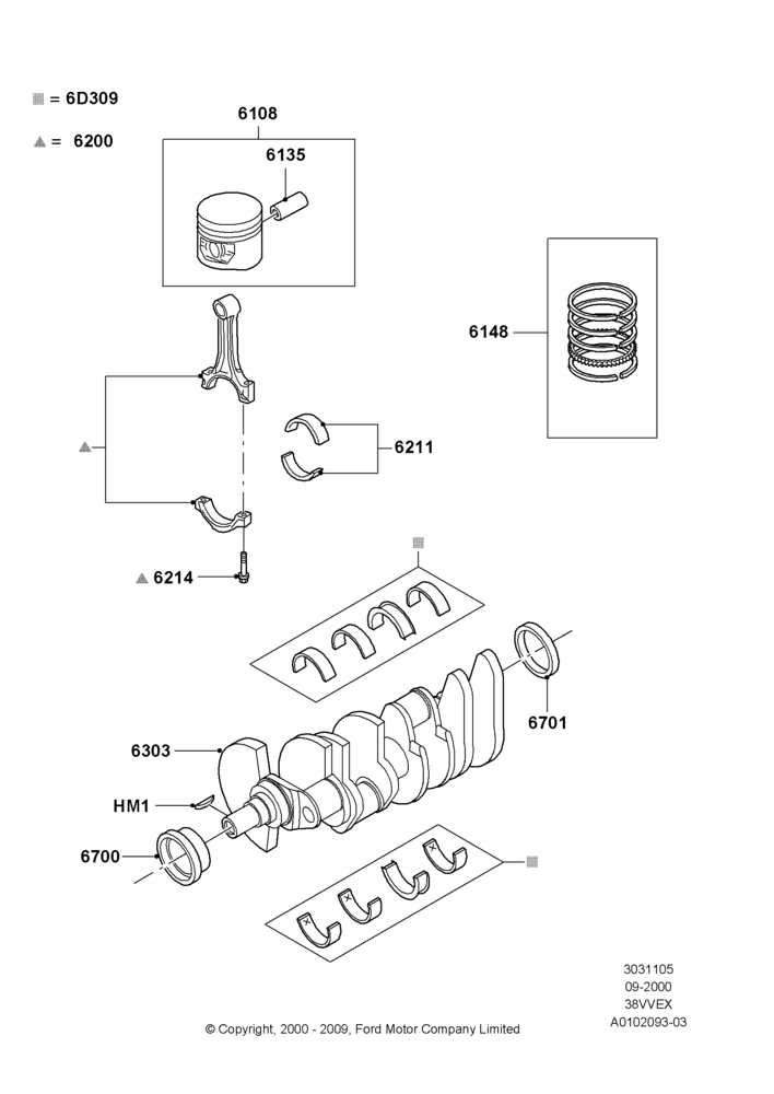 05 - Crankshaft/Pistons and Bearings, 3.8 OHV EFI; 18/SEP/2000-30/SEP/2003