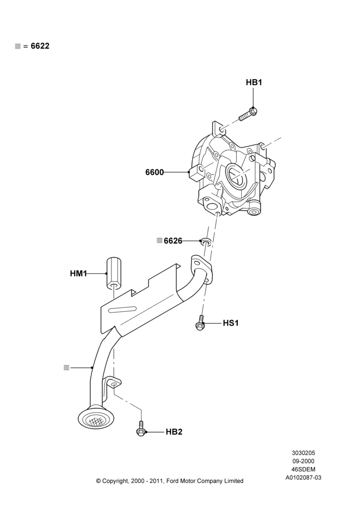 05A - Oil Pump, 4.6L DOHC V8 EFI, Cobra; 18/SEP/2000-05/SEP/2001