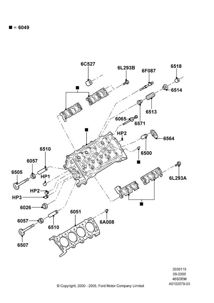15A - Cylinder Head, 4.6L DOHC V8 EFI, Cobra; 18/SEP/2000-05/SEP/2001