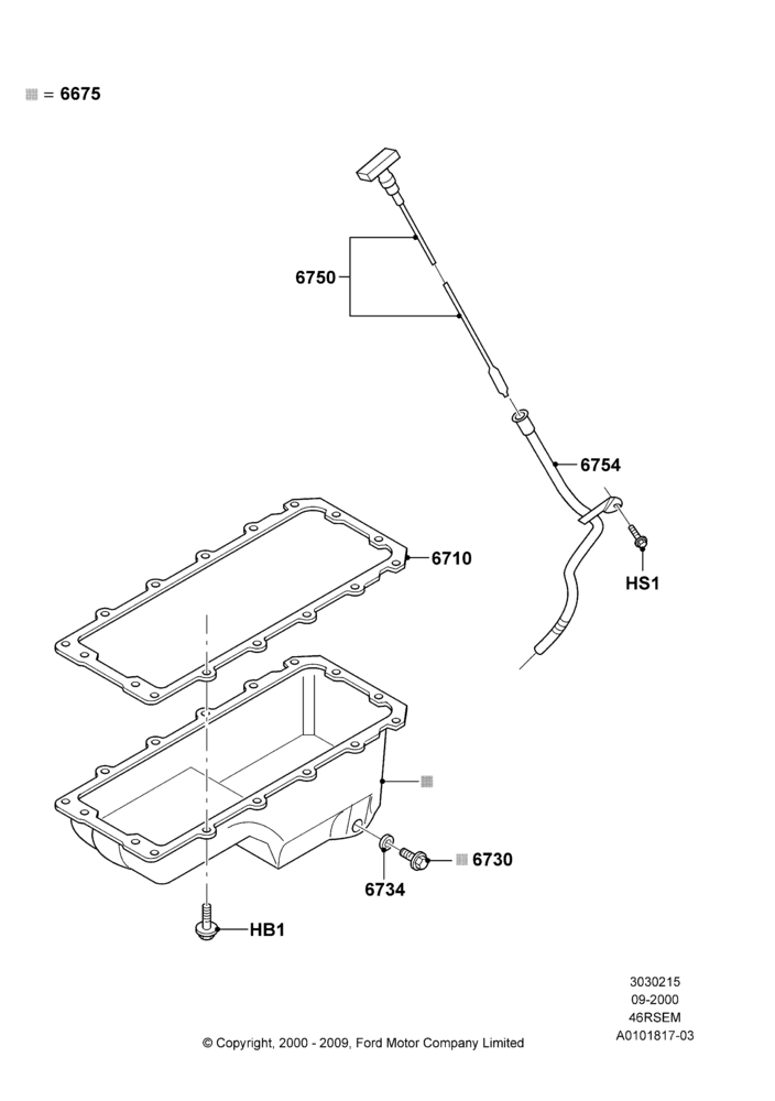 15A - Oil Pan/Oil Level Indicator, 4.6 SOHC EFI, GT; 18/SEP/2000-12/MAY/2004