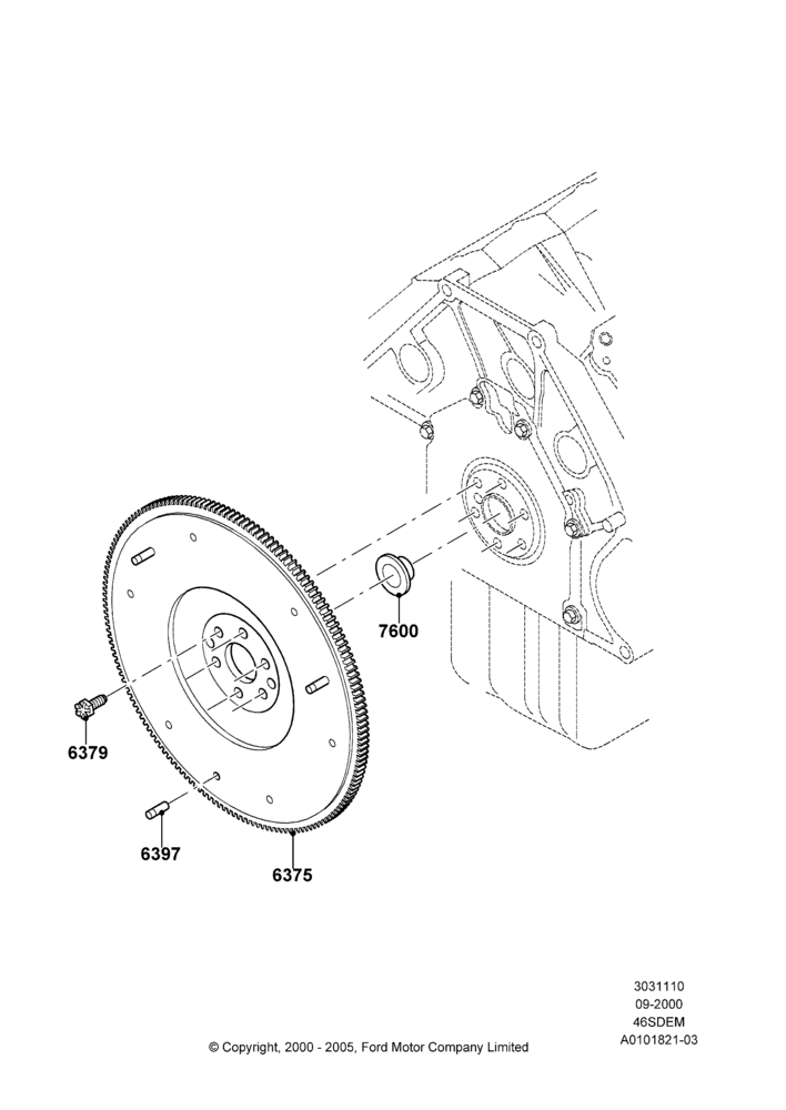 10A - Flywheel, 4.6L DOHC V8 EFI, Cobra, For Manual Transmission; 18/SEP/2000-05/SEP/2001