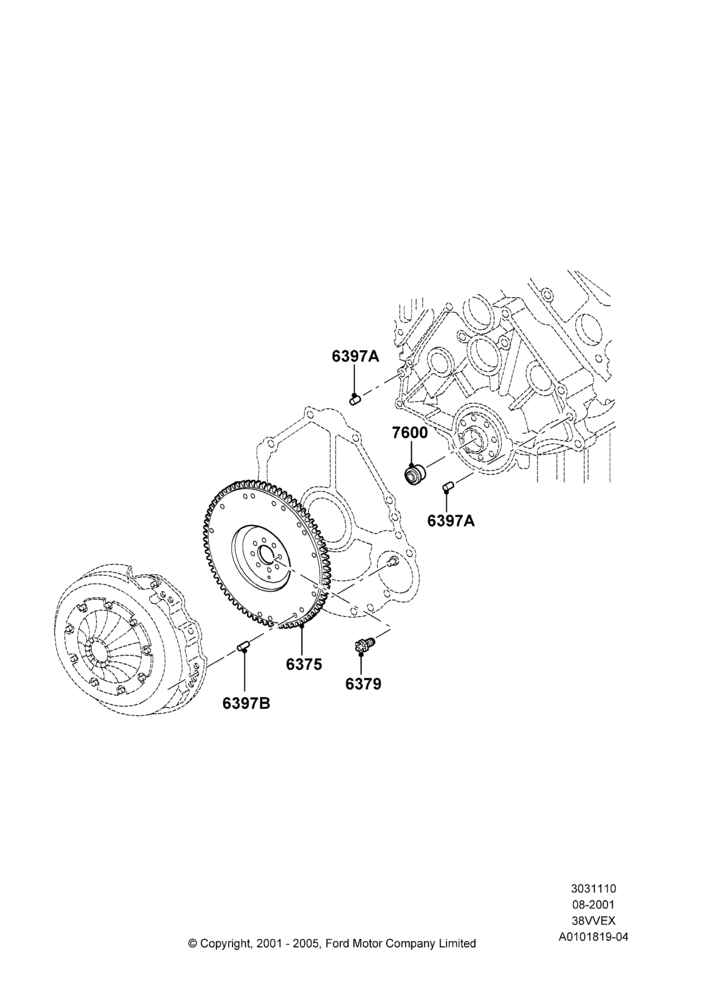 10A - Flywheel, 3.8 OHV EFI, For Manual Transmission; 18/SEP/2000-30/SEP/2003