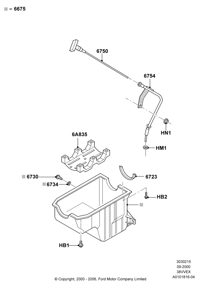 15 - Oil Pan/Oil Level Indicator, 3.8 OHV EFI; 18/SEP/2000-30/SEP/2003