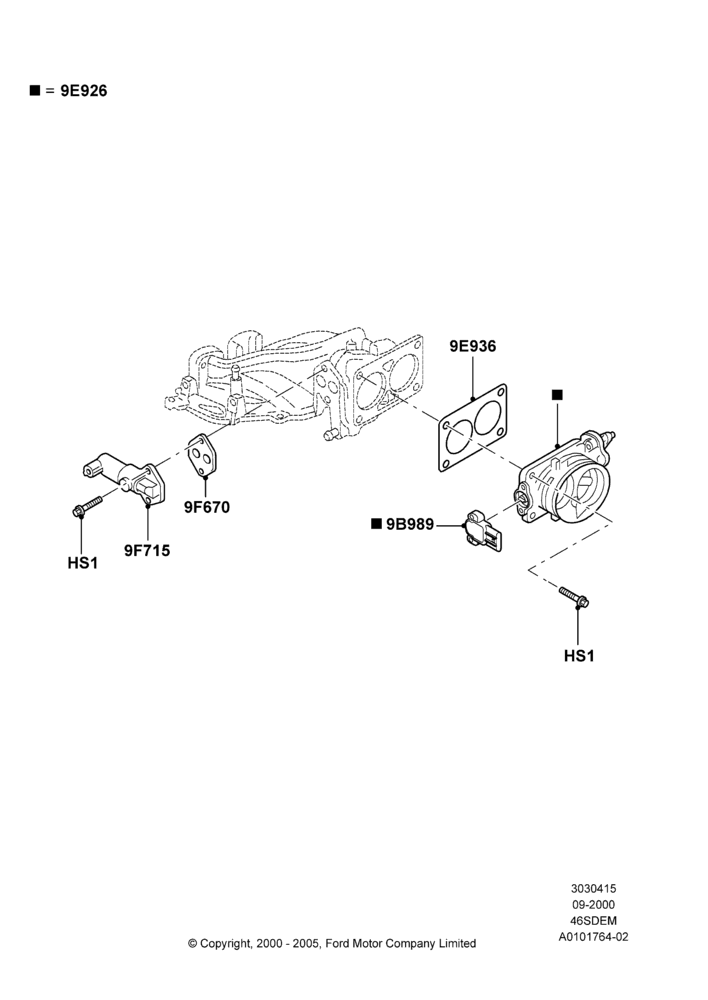 15A - Throttle Housing, 4.6L DOHC V8 EFI, Cobra; 18/SEP/2000-05/SEP/2001
