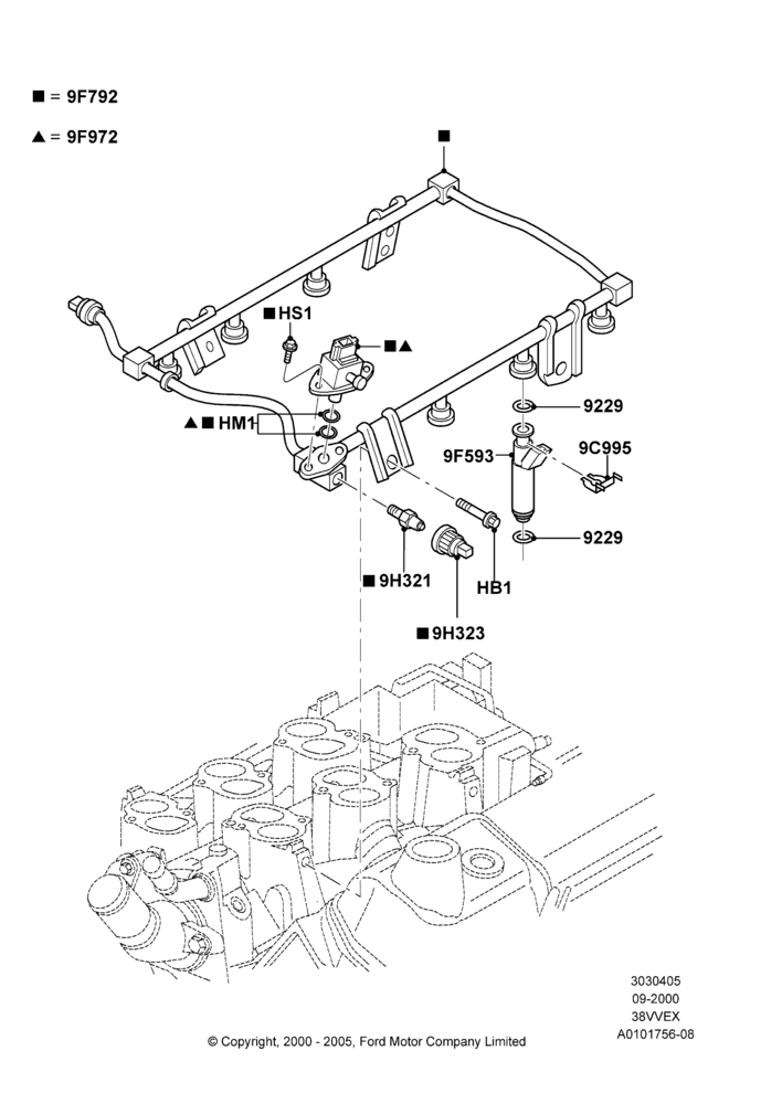05A - Fuel Injectors and Pipes, 3.8 OHV EFI; 18/SEP/2000-06/DEC/2002