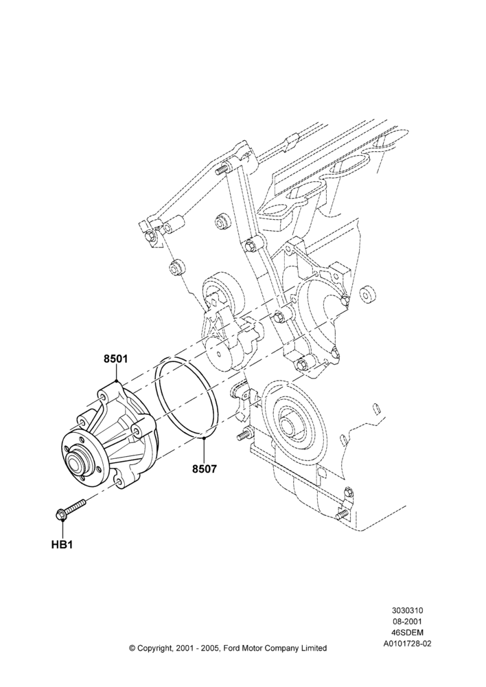 Water Pump, 4.6L DOHC V8 EFI, Cobra