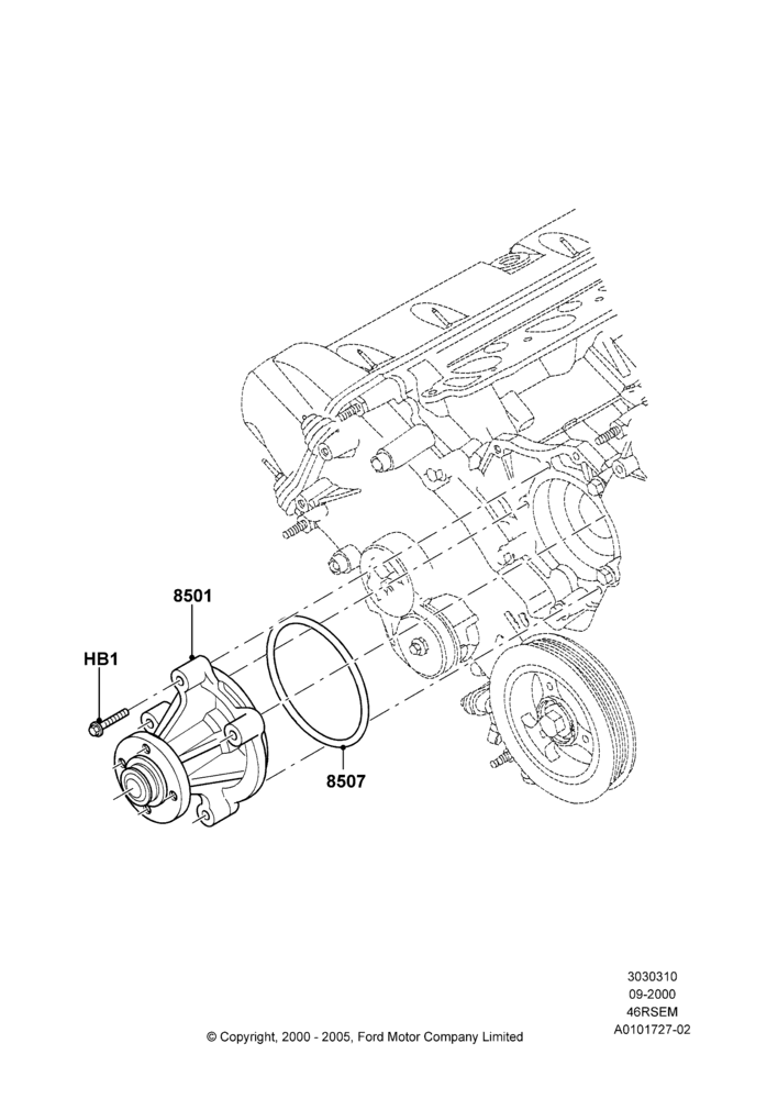 Water Pump, 4.6 SOHC EFI, GT