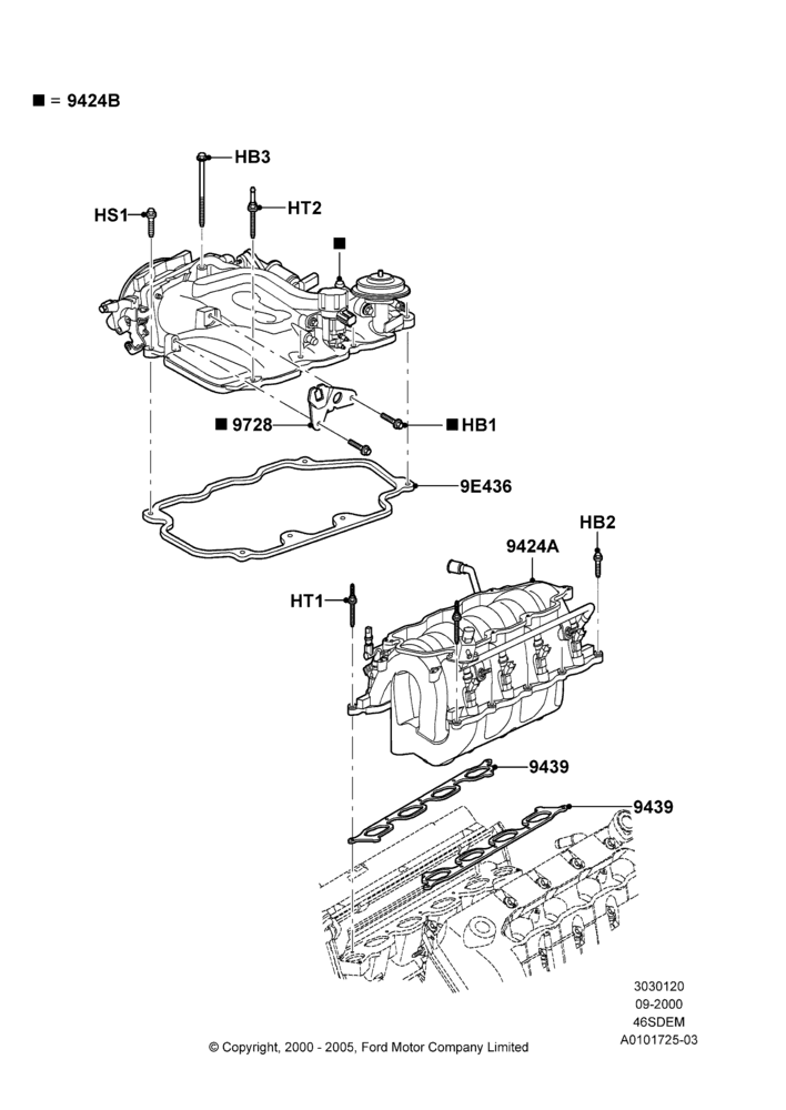 20A - Intake Manifold, 4.6L DOHC V8 EFI, Cobra; 18/SEP/2000-05/SEP/2001