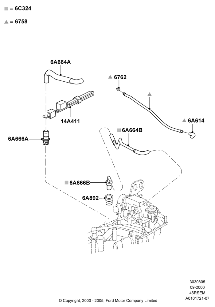05B - Emission Control - Crankcase, 4.6 SOHC EFI, GT; 05/SEP/2001-05/AUG/2002