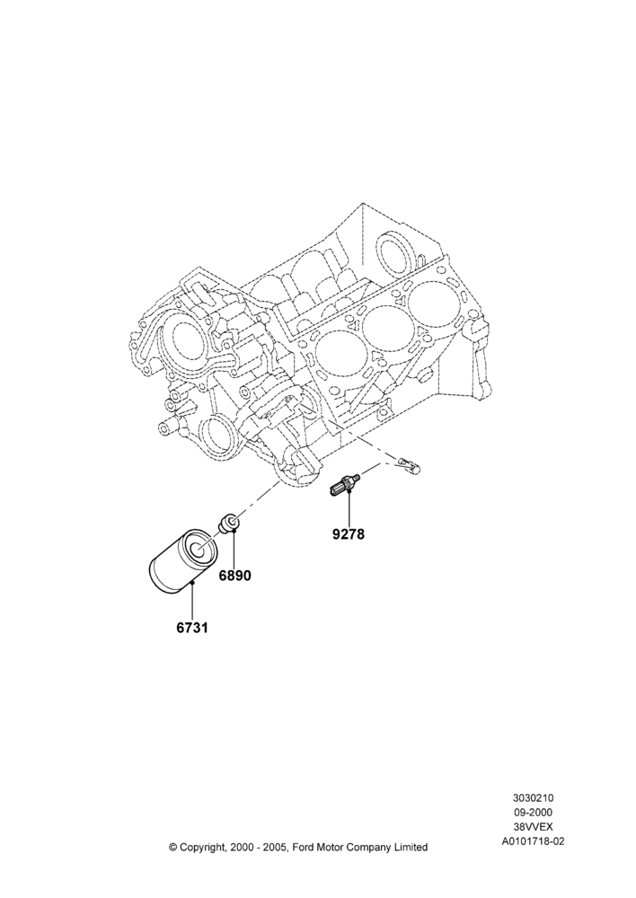 10 - Oil Cooler and Filter, 3.8 OHV EFI; 18/SEP/2000-30/SEP/2003