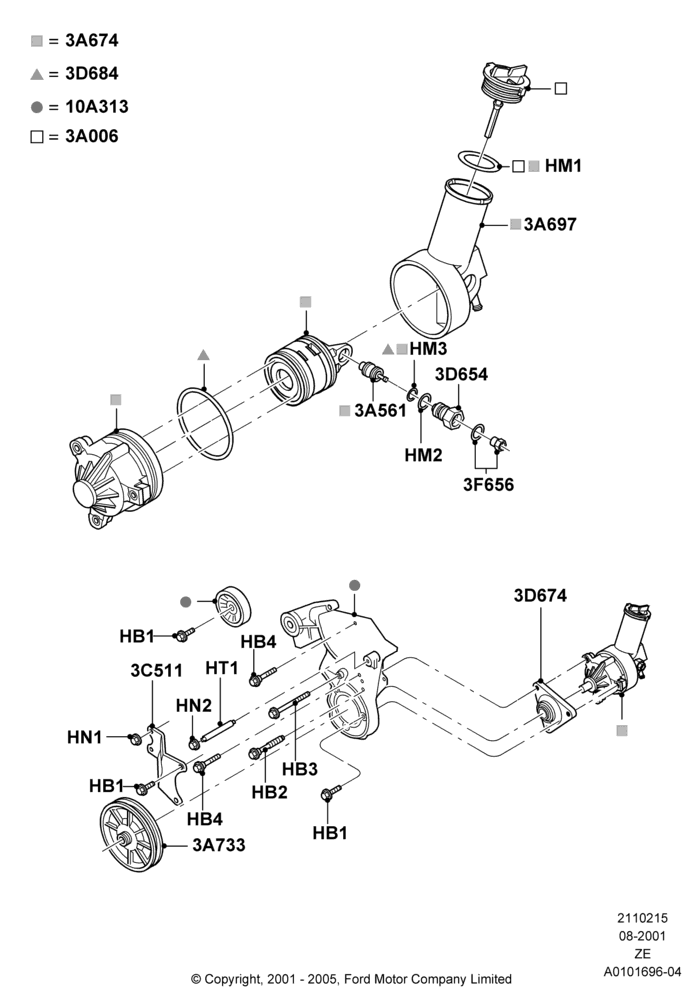 15A - Power Steering Pump Mounting, 3.8 OHV EFI, 3.9L OHV EFI NA V6 GAS; 18/SEP/2000-12/MAY/2004