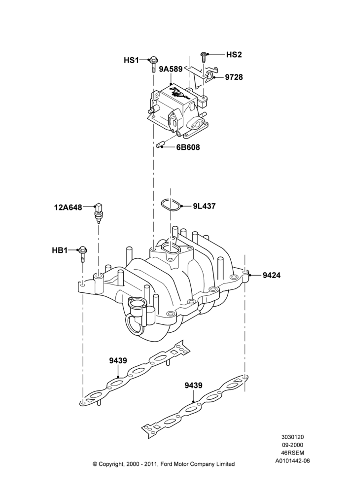 20A - Intake Manifold, 4.6 SOHC EFI, GT; 18/SEP/2000-12/MAY/2004