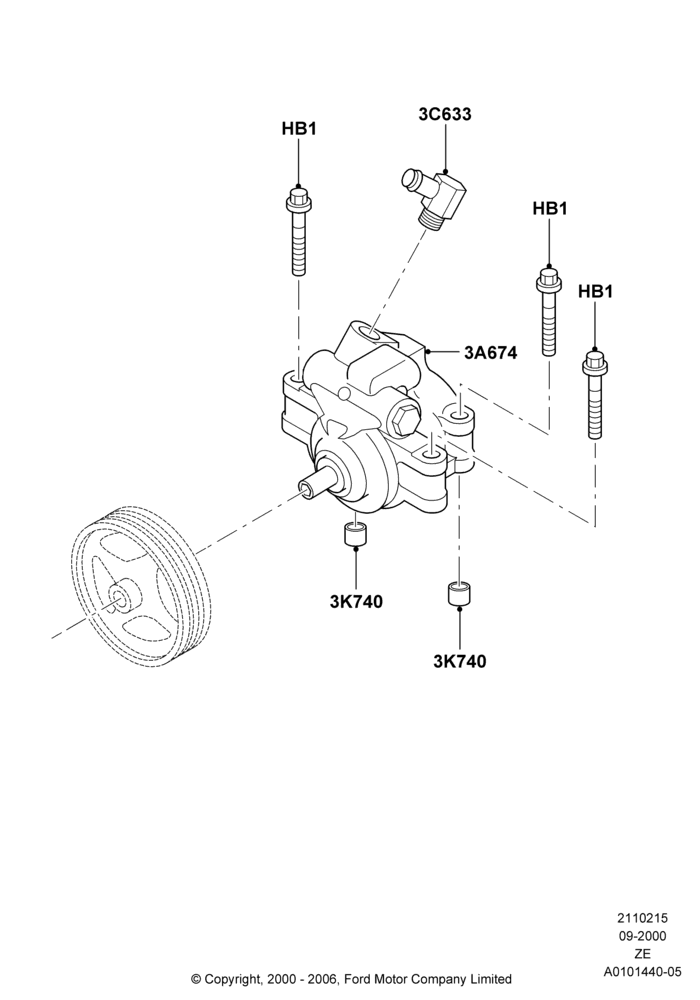 15B - Power Steering Pump Mounting, All 4.6L Engine; 18/SEP/2000-12/MAY/2004