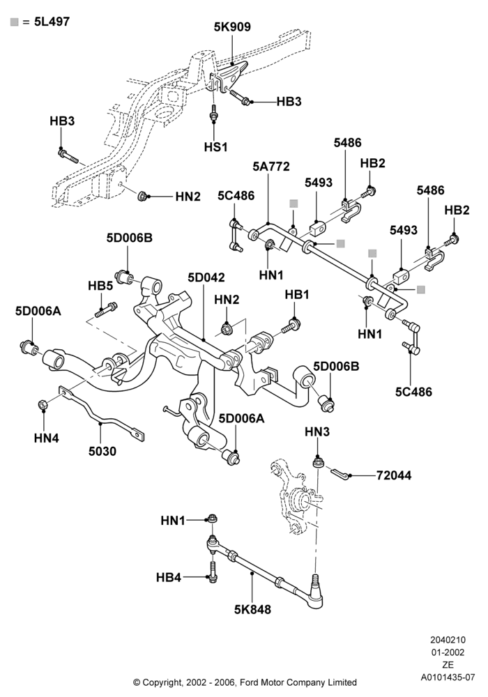 10A - Rear Cross Member & Stabilizer Bar, Cobra; 18/SEP/2000-12/MAY/2004