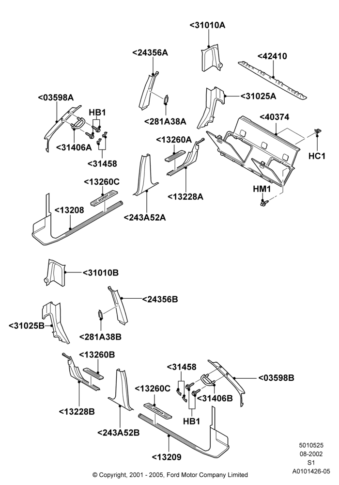 25B - Side Trim; 19/AUG/2002-30/JUN/2005