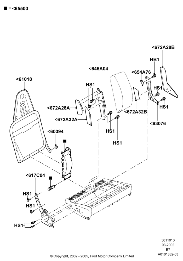 10E - Front Seat Back, Less Temp Control Passenger Seat, With Split Bench Front Seat; 18/MAR/2002-02/MAY/2005