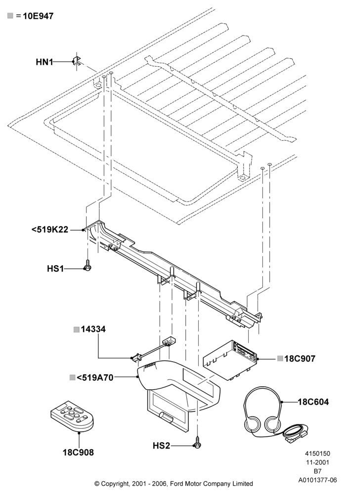 50B - Family Entertainment System, Power Tilt/Slide Sun Roof, With Monitor/VCP Package, Production-Installed Type; 18/MAR/2002-03/FEB/2003