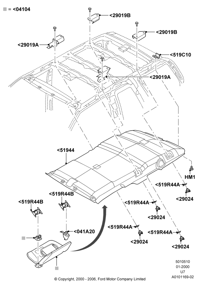 10B - Headlining and Sun Visors; 19/AUG/2002-09/MAY/2003