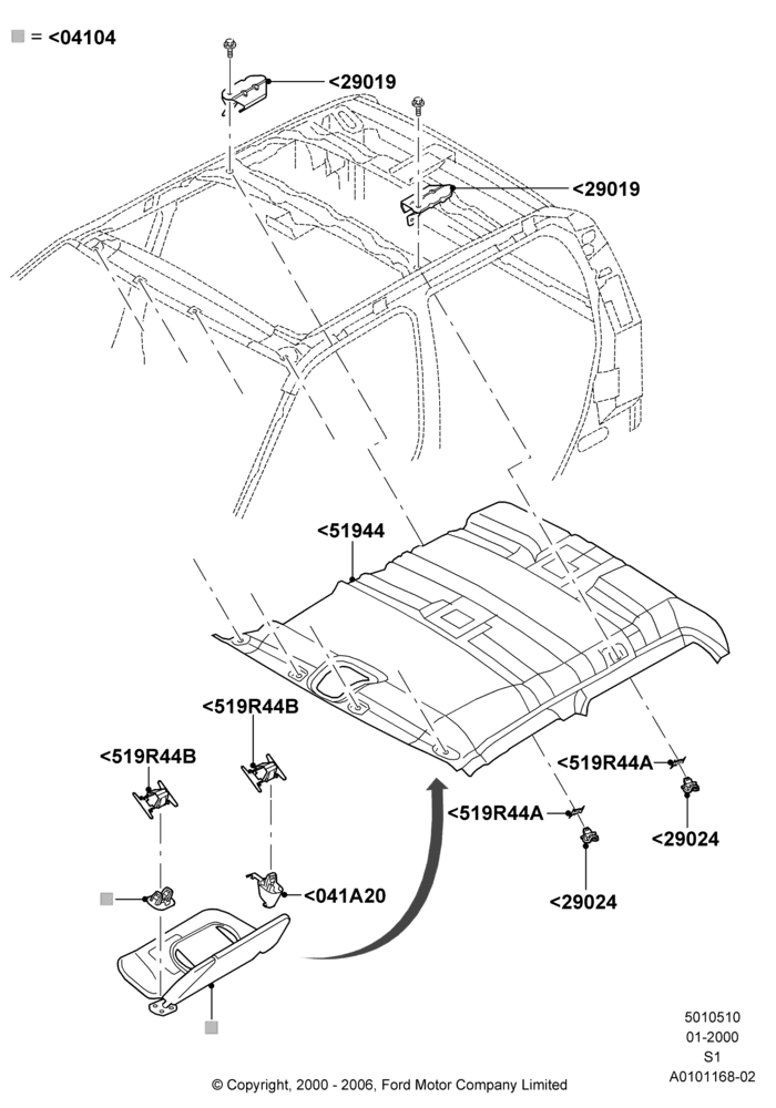 10B - Headlining and Sun Visors; 19/AUG/2002-30/JUN/2005