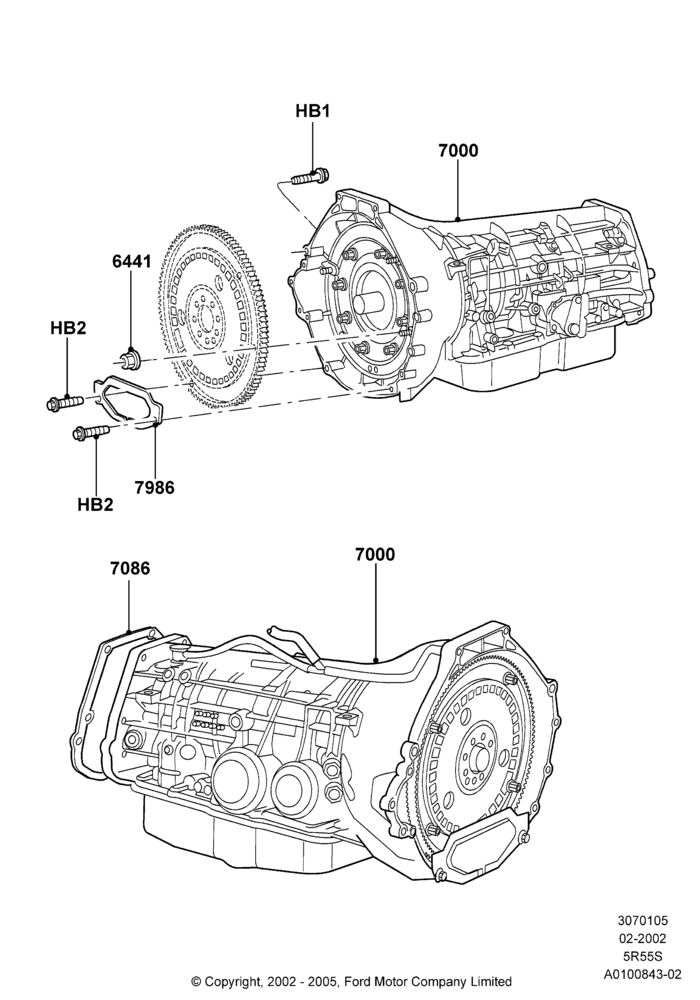 05D - Auto Trans Assy & Speedometer Drive, 4WD, 5 Speed Auto Transmission 5R55S, Romeo 4.6 SOHC EFI; 04/MAR/2002-05/AUG/2005