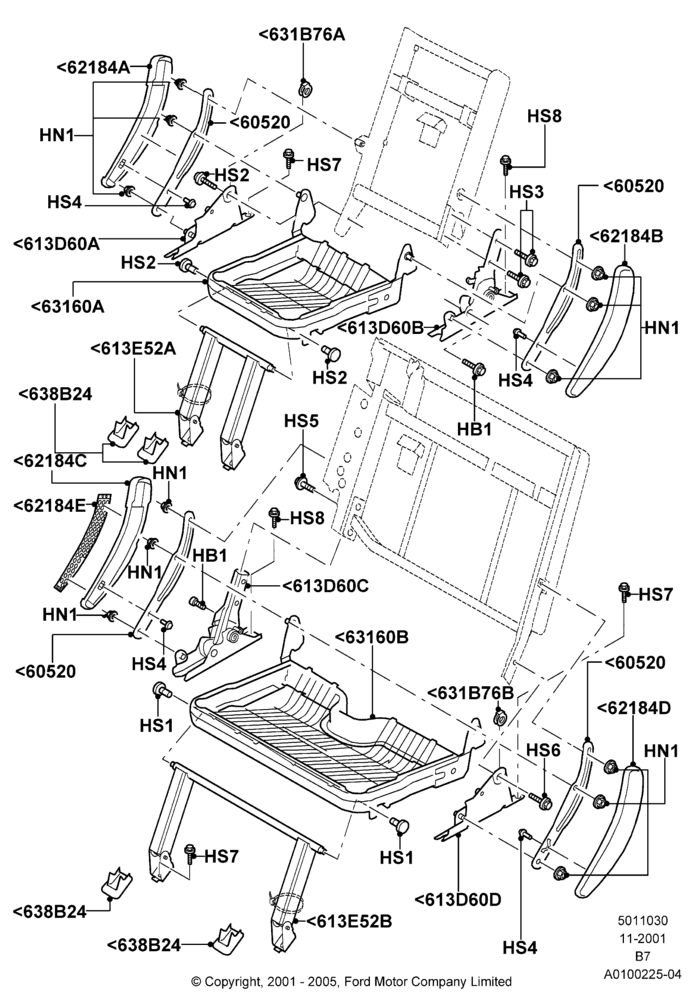 30E - Rear Seat Base, With 3rd Row Bench Seat, Manual; 18/MAR/2002-02/AUG/2006