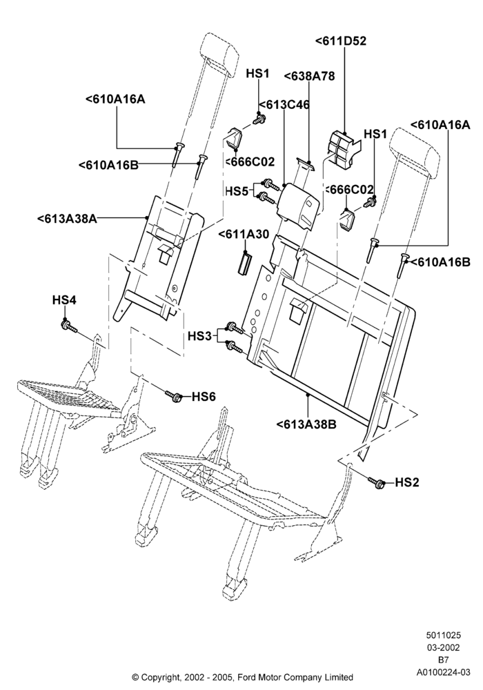 25E - Rear Seat Back, With 3rd Row Bench Seat, With 3rd Row Manual Seat; 18/MAR/2002-02/AUG/2006