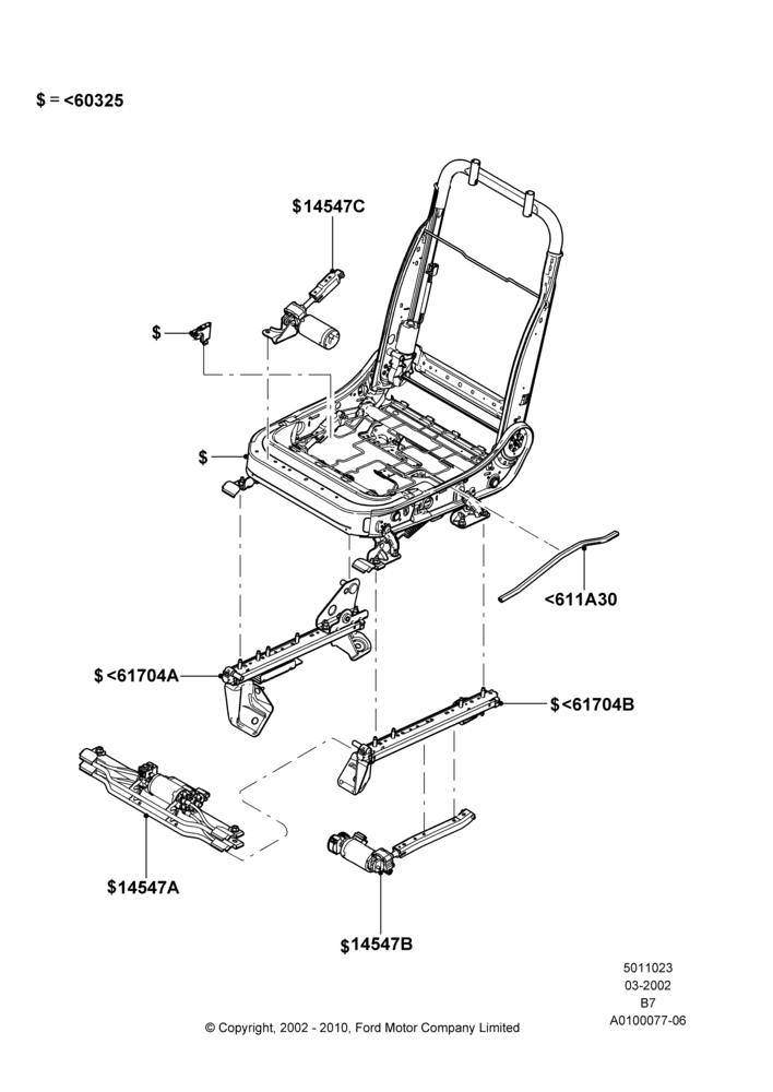 23A - Front Seat Frame, With Captain Chair Front Seats, With Split Bench Front Seat; 18/MAR/2002-02/AUG/2006