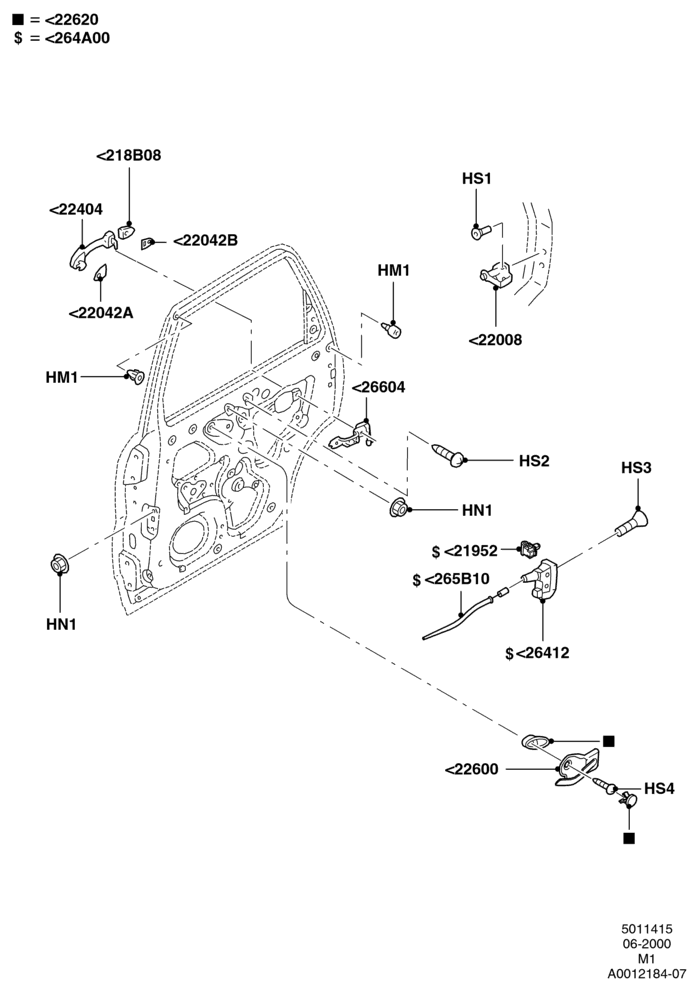 15B - Rear Door Lock Controls, Ford Series, With Manual Door Locking; 12/JUN/2000-01/MAY/2006
