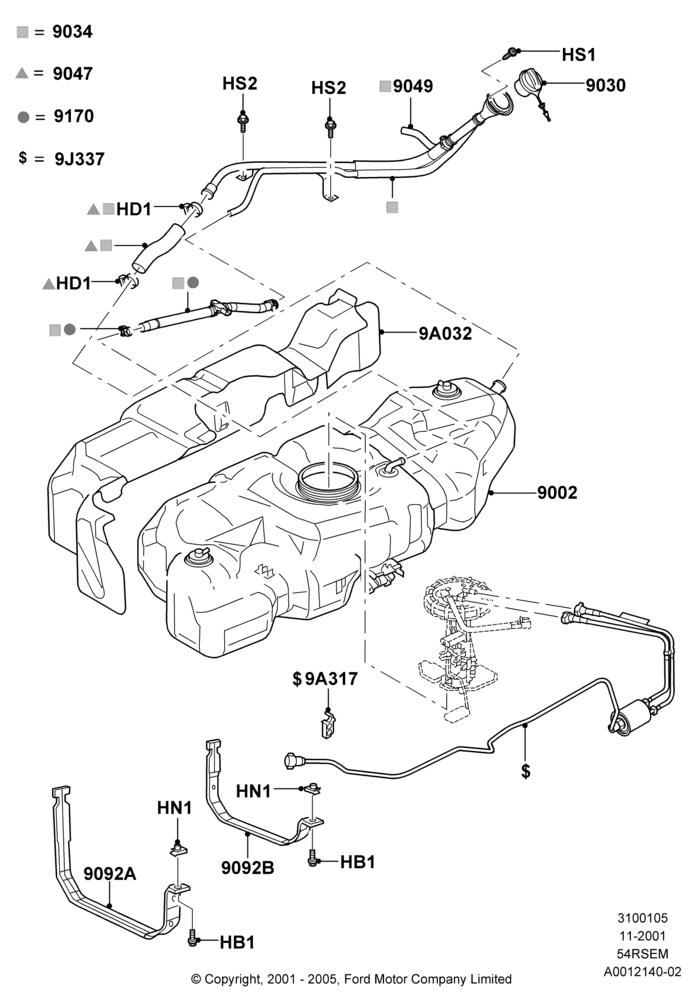05B - Fuel Tank, 4WD, 5.4L Modular SOHC V8, Less Underbody Protection; 18/MAR/2002-02/AUG/2004