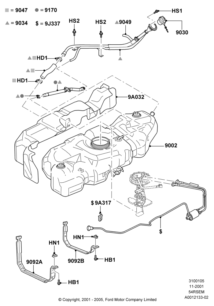 05A - Fuel Tank, 2WD, 5.4L Modular SOHC V8; 18/MAR/2002-02/AUG/2004