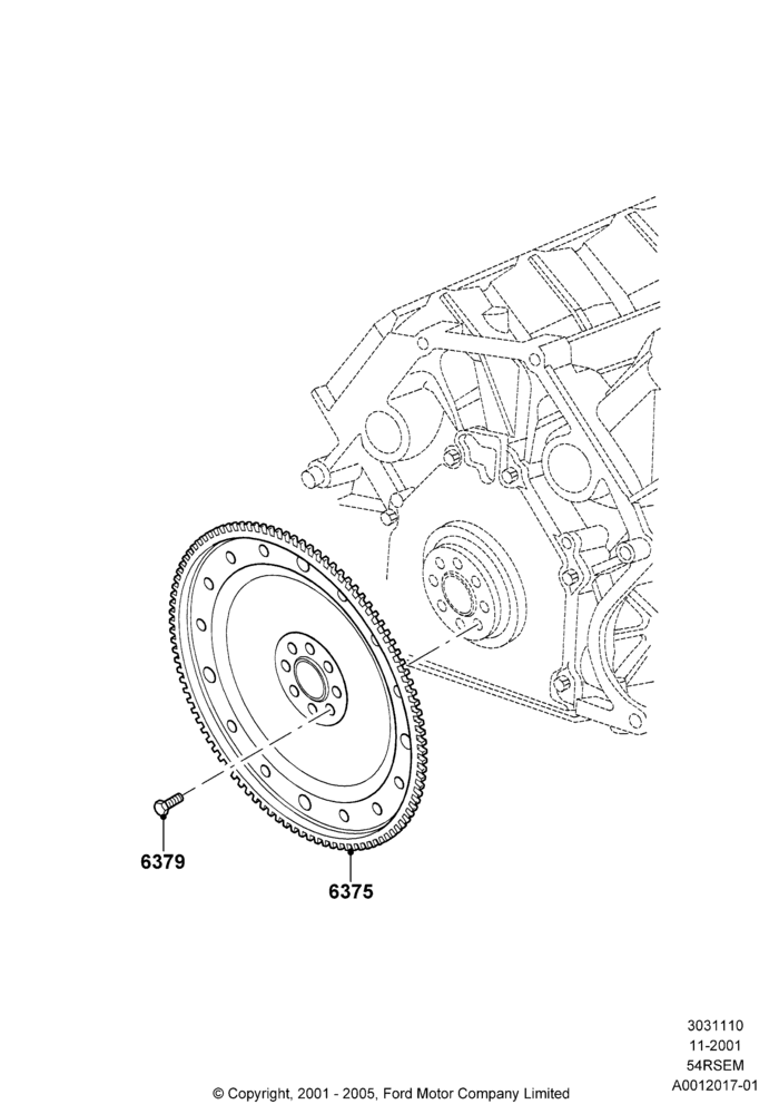 10A - Flywheel, 5.4L Modular SOHC V8; 18/MAR/2002-02/AUG/2004