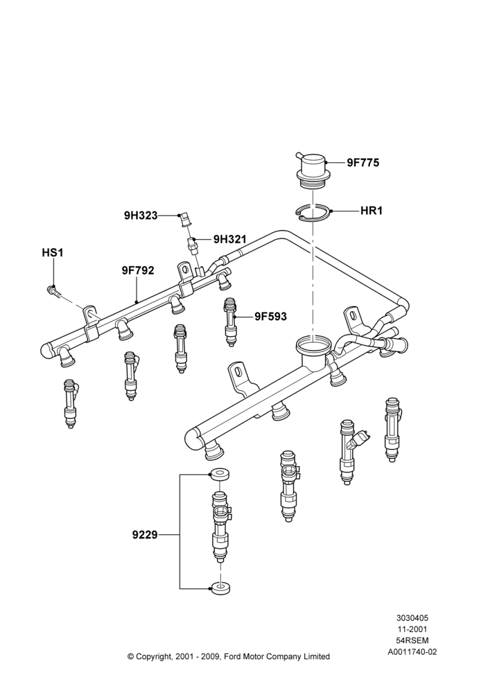 05A - Fuel Injectors and Pipes, 5.4L Modular SOHC V8; 18/MAR/2002-02/AUG/2004