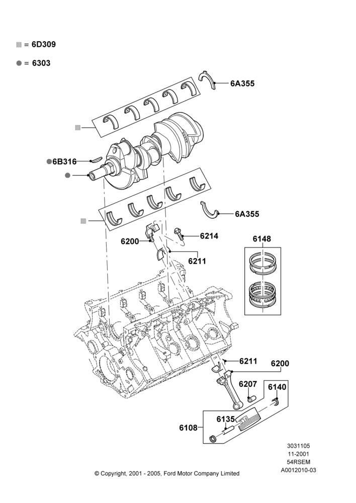 05A - Crankshaft/Pistons and Bearings, 5.4L Modular SOHC V8; 18/MAR/2002-02/AUG/2004