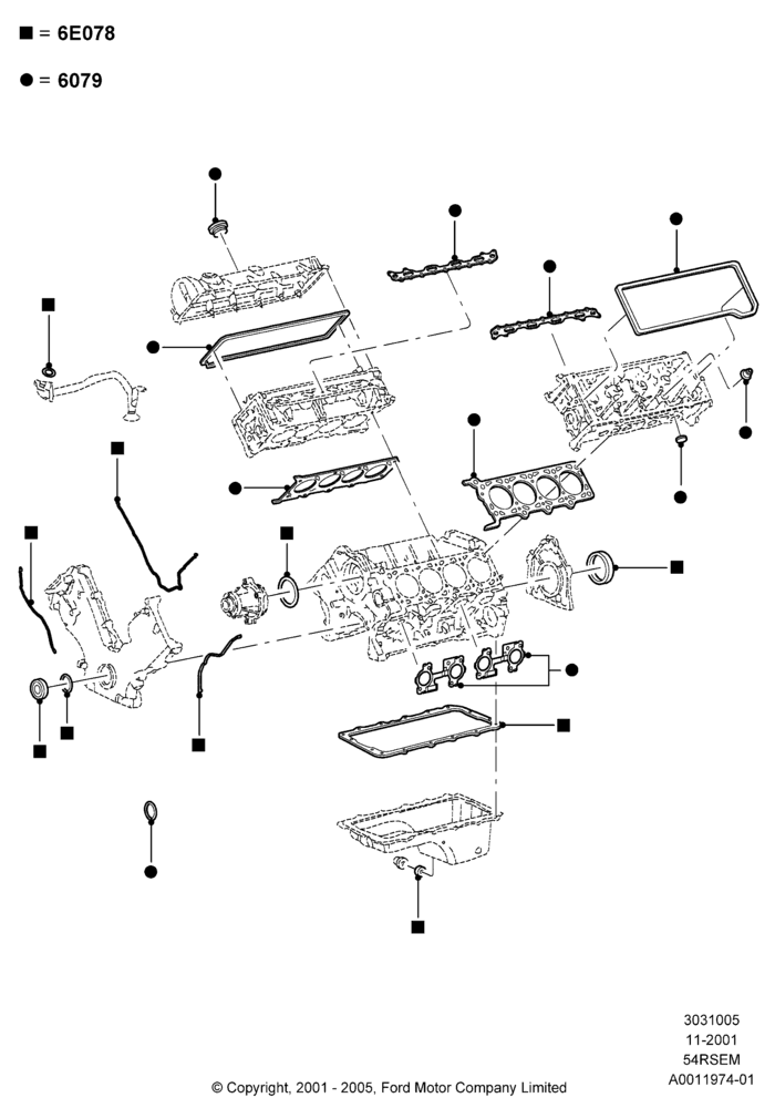 05A - Engine Gasket Kits, 5.4L Modular SOHC V8; 18/MAR/2002-02/AUG/2004