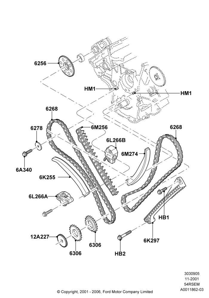 05A - Timing Gear, 5.4L Modular SOHC V8; 18/MAR/2002-02/AUG/2004