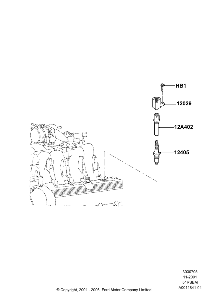 05A - Ignition Coil and Wires/Spark Plugs, 5.4L Modular SOHC V8; 18/MAR/2002-02/AUG/2004