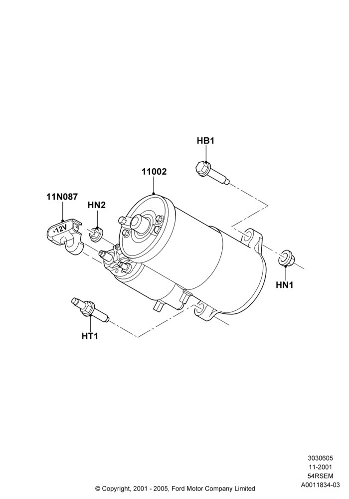 05A - Starter Motor, 5.4L Modular SOHC V8; 18/MAR/2002-02/AUG/2004
