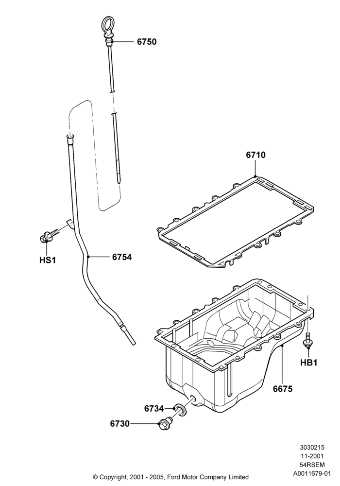 15A - Oil Pan/Oil Level Indicator, 5.4L Modular SOHC V8; 18/MAR/2002-02/AUG/2004