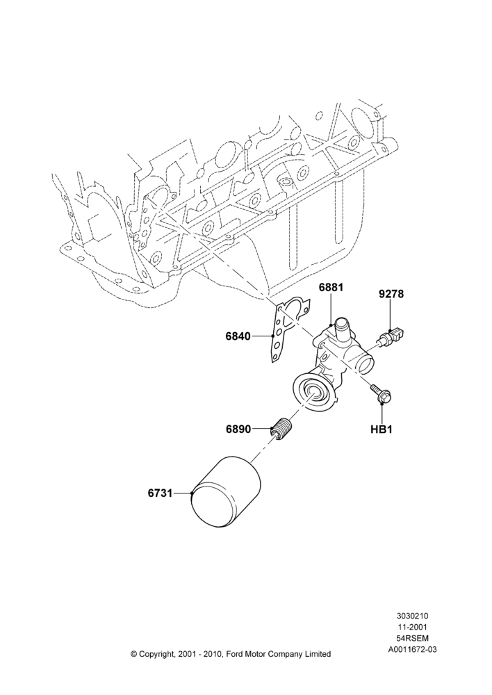 10A - Oil Cooler and Filter, 5.4L Modular SOHC V8; 18/MAR/2002-02/AUG/2004