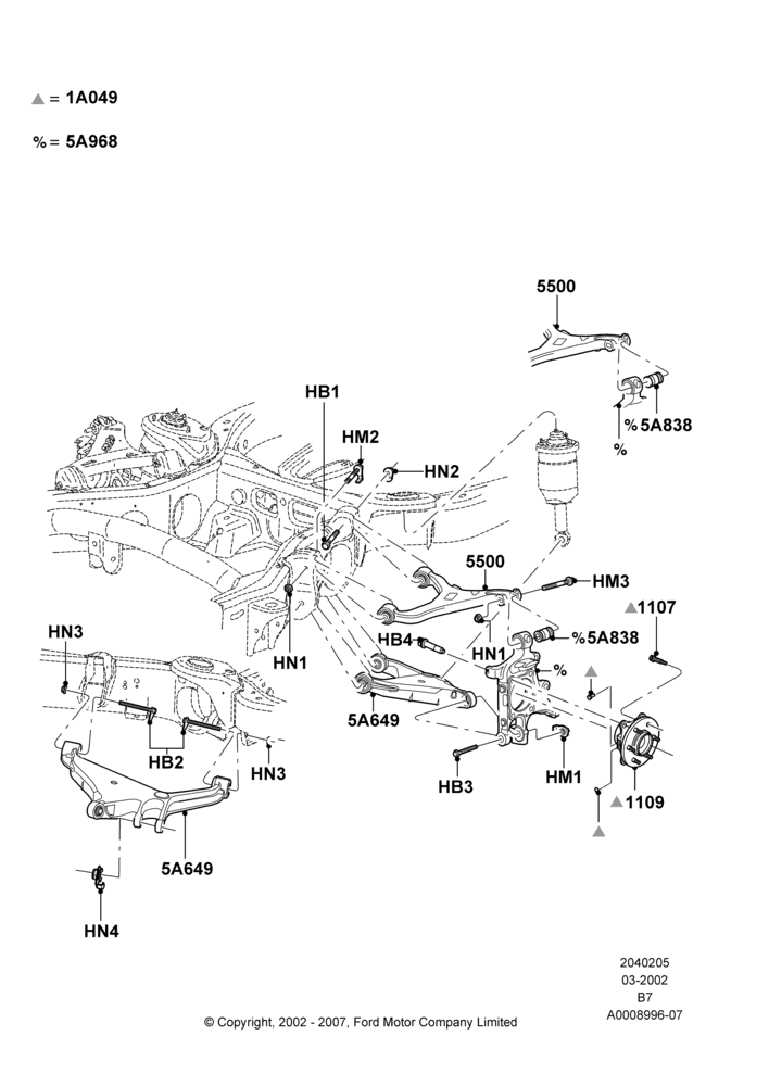 05A - Rear Knuckle and Suspension Arms; 18/MAR/2002-02/AUG/2006