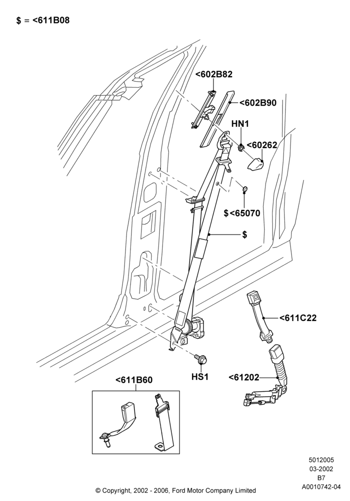 05A - Front Seat Belts; 18/MAR/2002-02/AUG/2006