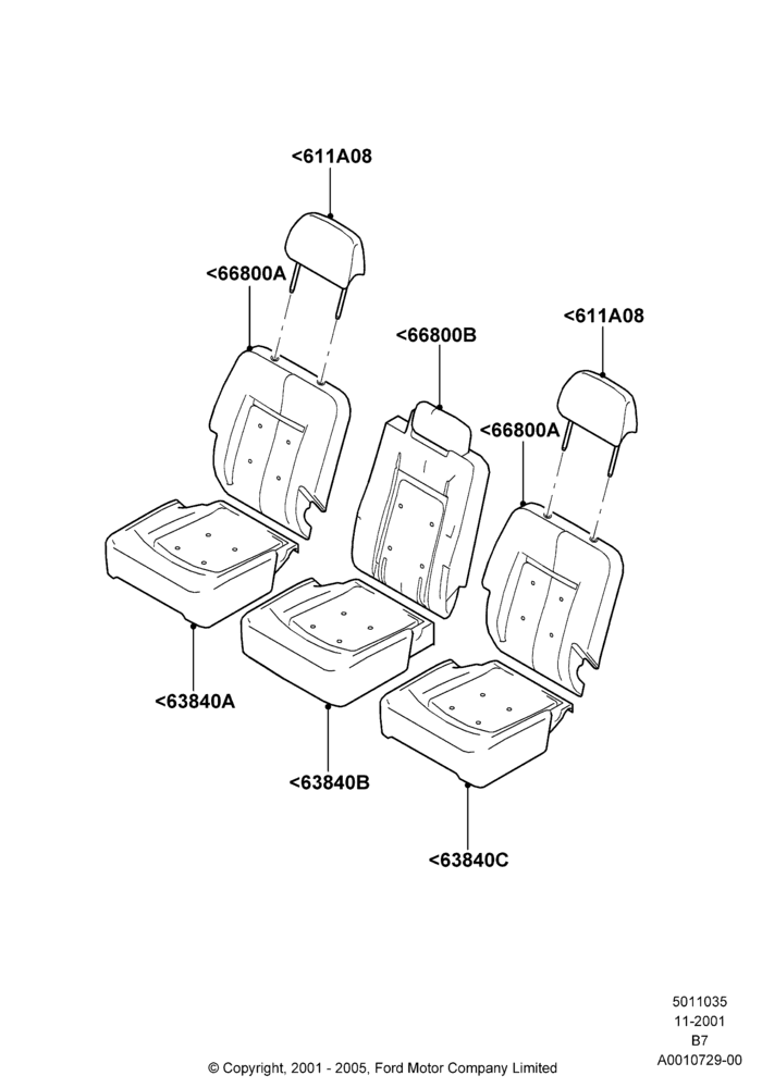 35A - Rear Seat Pads/Valances & Heating, SECOND ROW 40-20-40 SEATS; 18/MAR/2002-02/AUG/2006