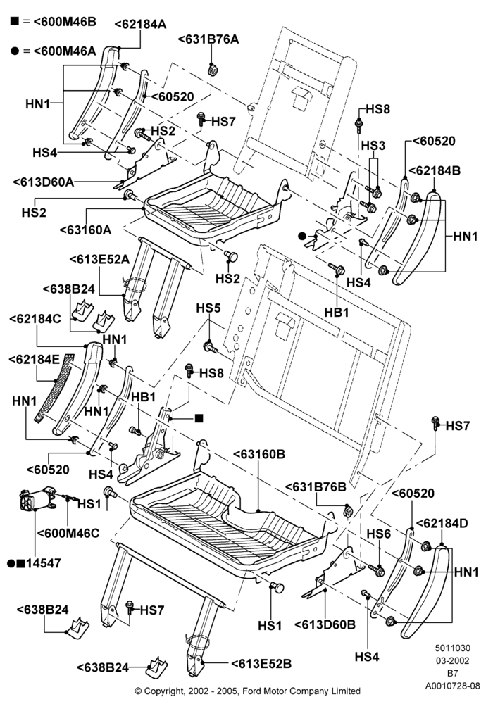 30D - Rear Seat Base, With Third Row Power Folding Seat; 18/MAR/2002-02/AUG/2006