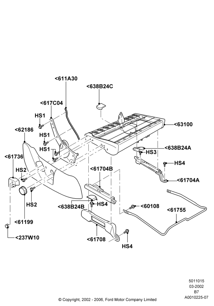 15E - Front Seat Base, Less Temp Control Passenger Seat, With Split Bench Front Seat; 18/MAR/2002-02/MAY/2005