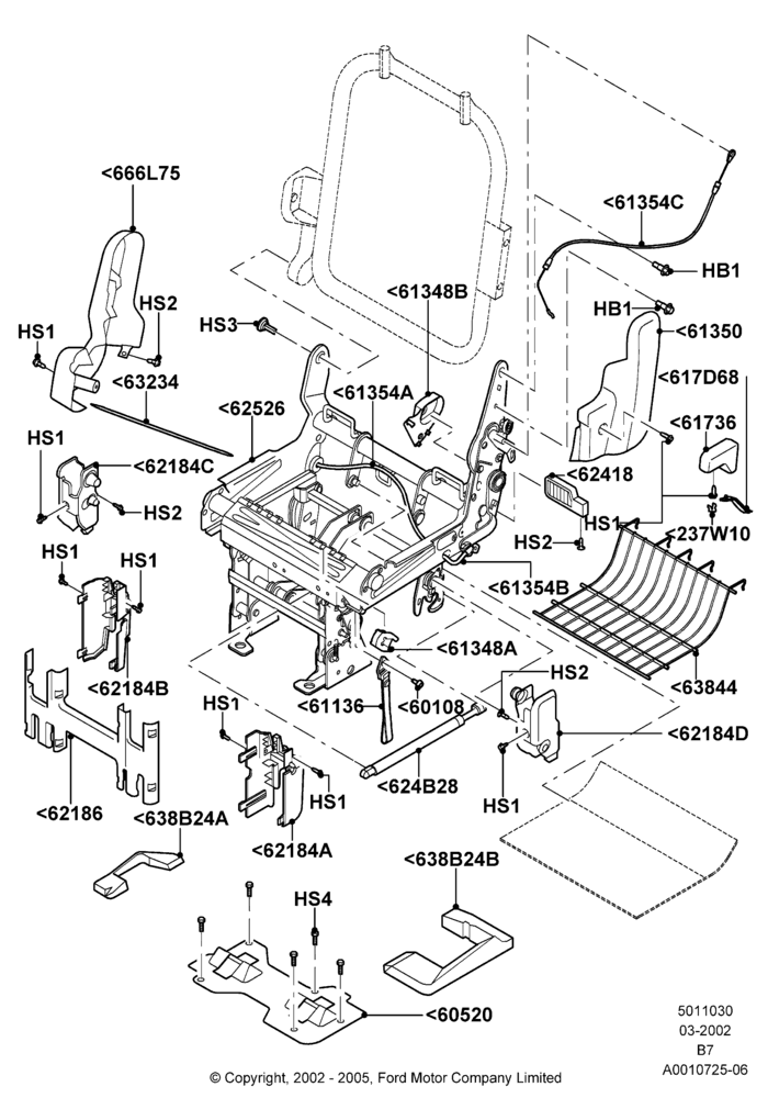 30A - Rear Seat Base, SECOND ROW 40-20-40 SEATS, 40% Seat; 18/MAR/2002-02/AUG/2006