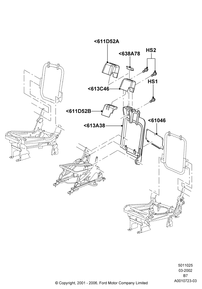 25B - Rear Seat Back, SECOND ROW 40-20-40 SEATS, 20%; 18/MAR/2002-02/AUG/2006