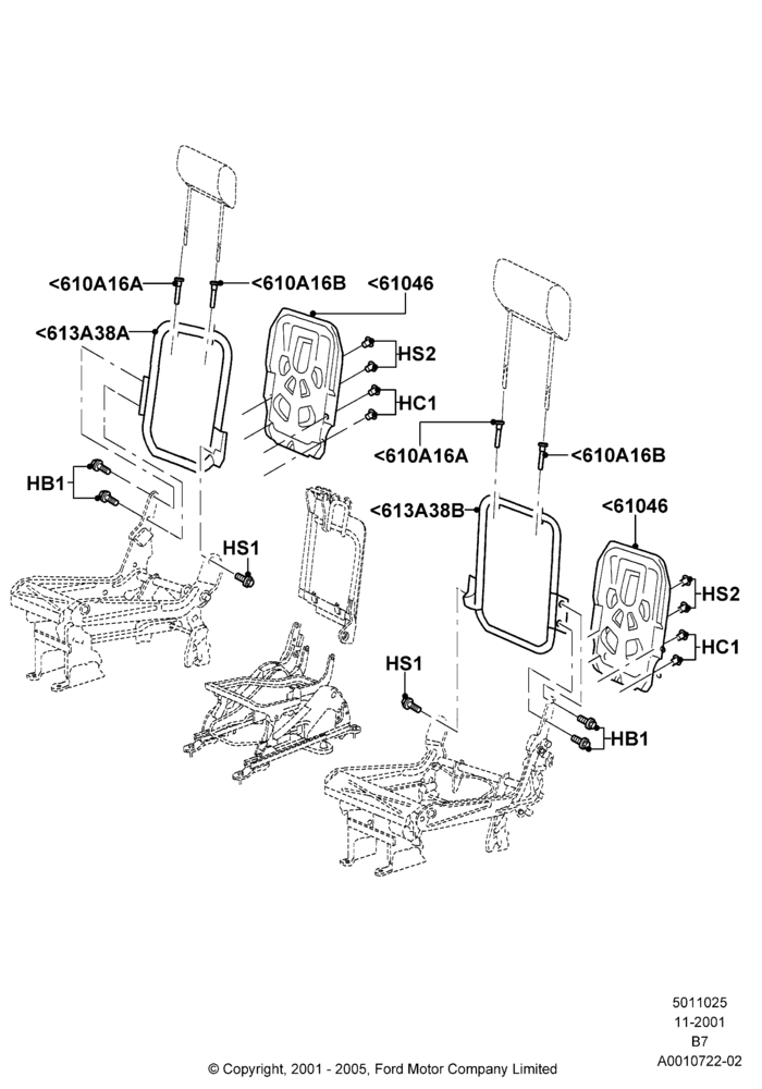 25A - Rear Seat Back, SECOND ROW 40-20-40 SEATS, 40% Seat; 18/MAR/2002-02/AUG/2006