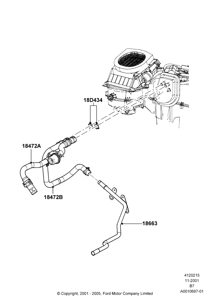 15B - Heater Hoses, Manual Air Conditioning, Romeo 4.6 SOHC EFI; 18/MAR/2002-02/AUG/2004